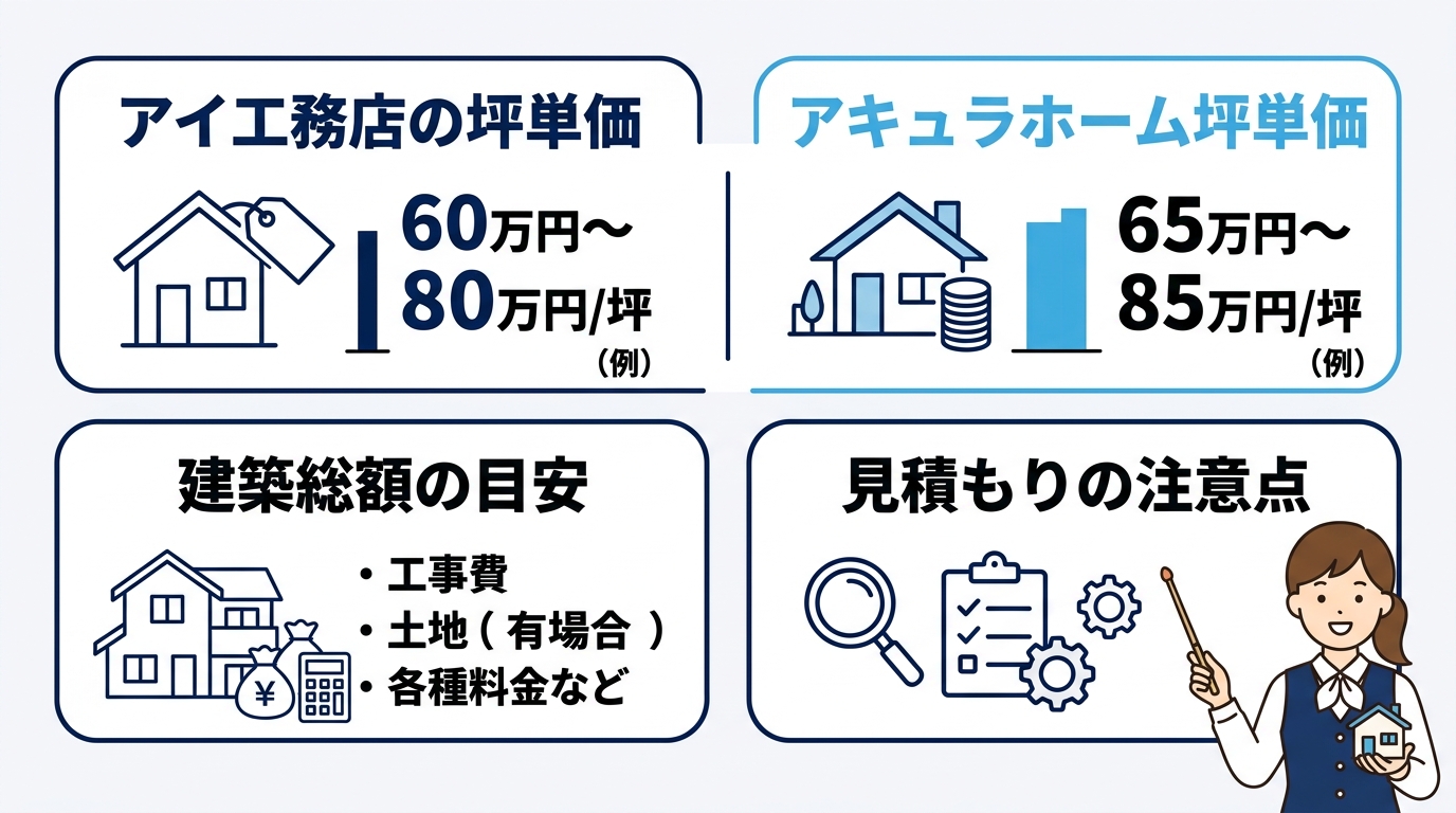 両社の坪単価と建築総額を比較