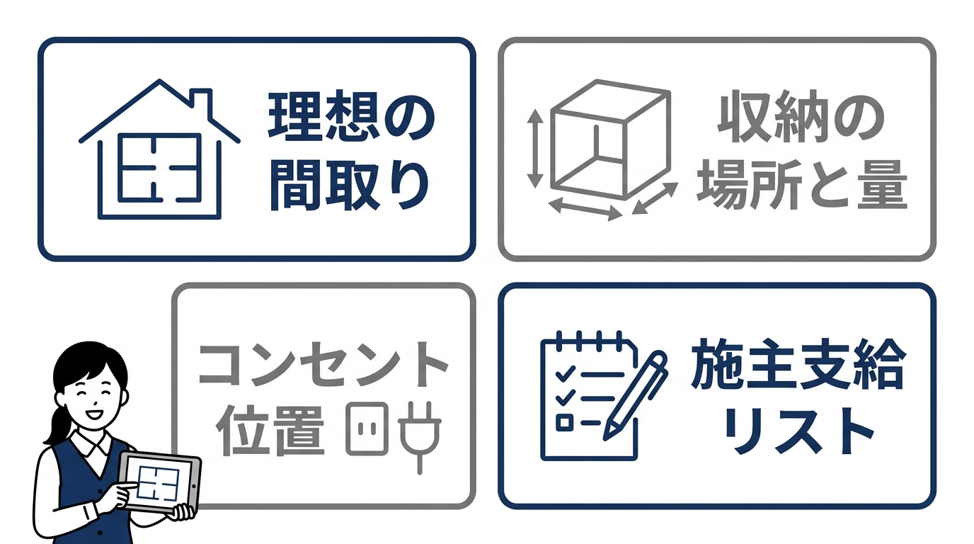 アイ工務店の設計士打ち合わせ当日までに決めるべきこと4選