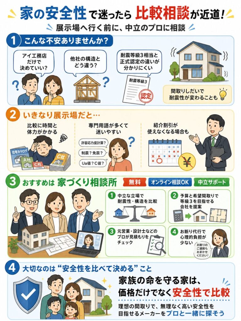 耐震性が不安なら家づくり相談所で比較しよう