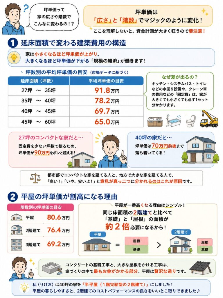 坪数や階層による坪単価の違い