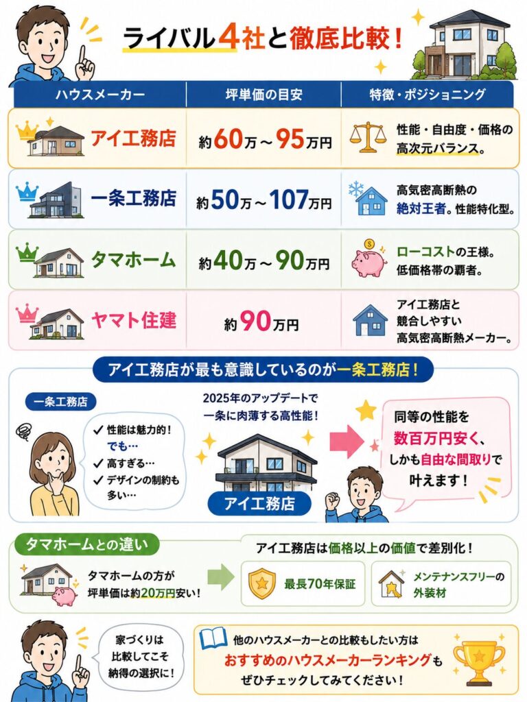 競合ハウスメーカーとの坪単価比較