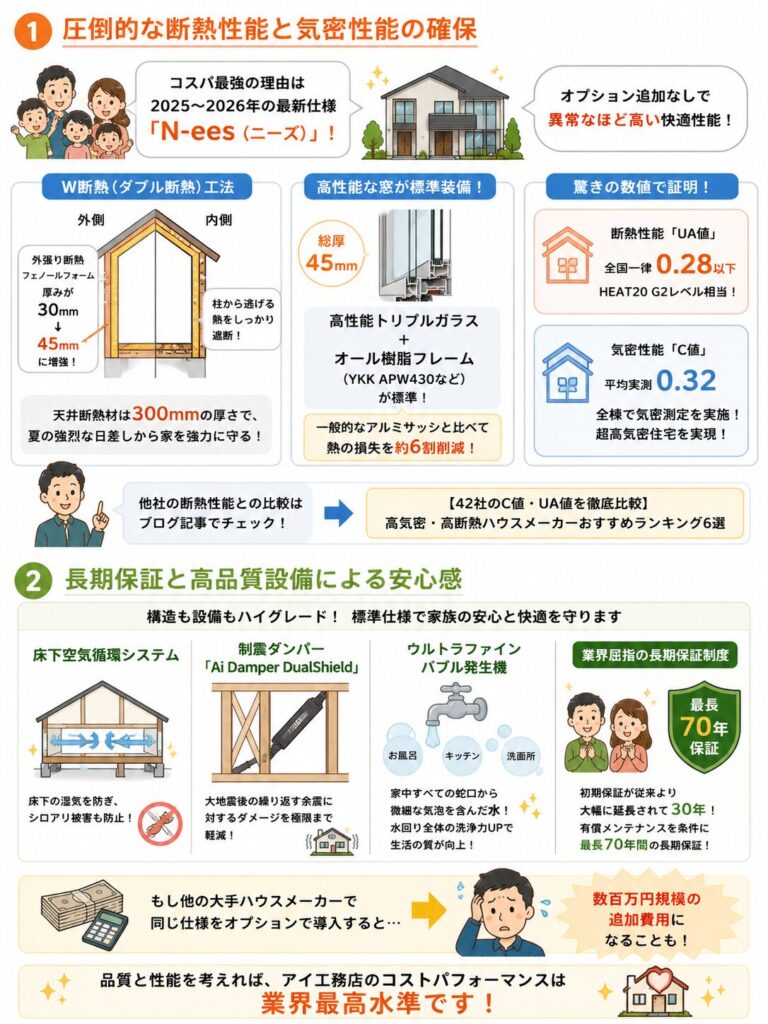 アイ工務店の高い標準仕様がもたらすコスト効果