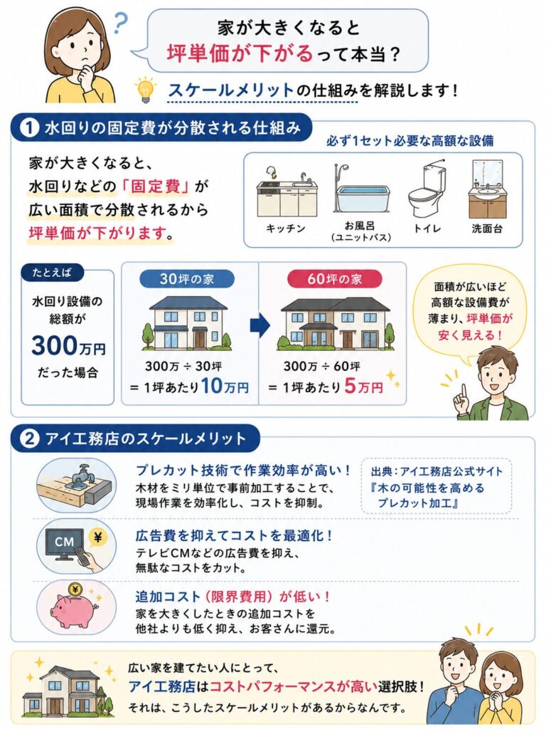 大きな家ほど坪単価が下がる理由