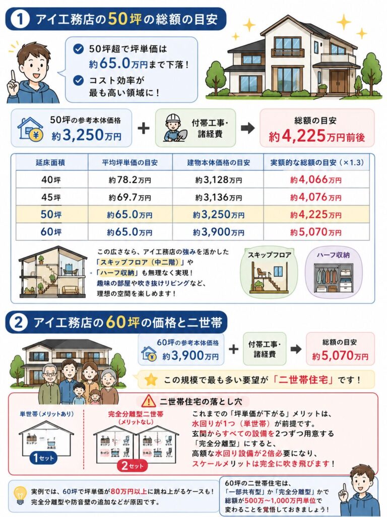 アイ工務店の50坪・60坪の価格
