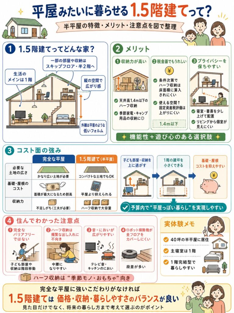 平屋とアイ工務店の1.5階建ての違い