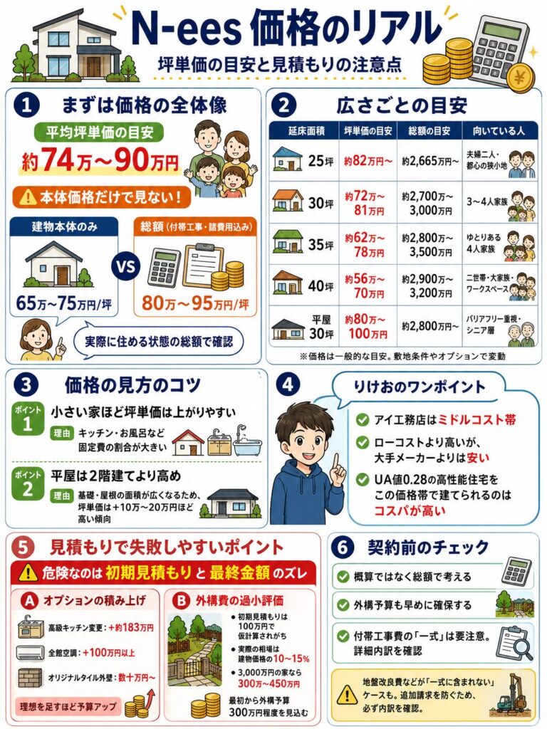 アイ工務店「N-ees」の価格と坪単価