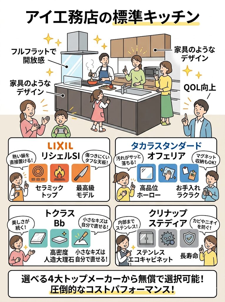 アイ工務店キッチンの標準仕様