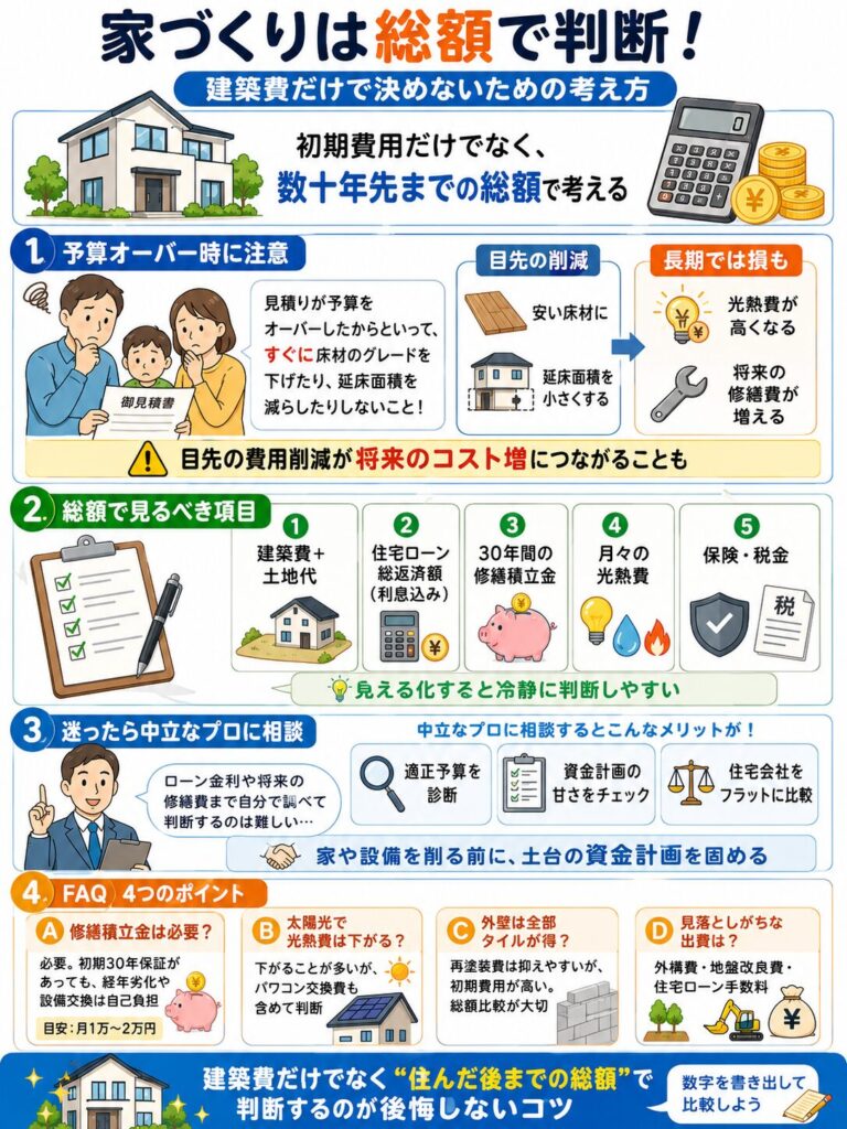 建築費と入居後の維持費を含めた総額で判断しよう