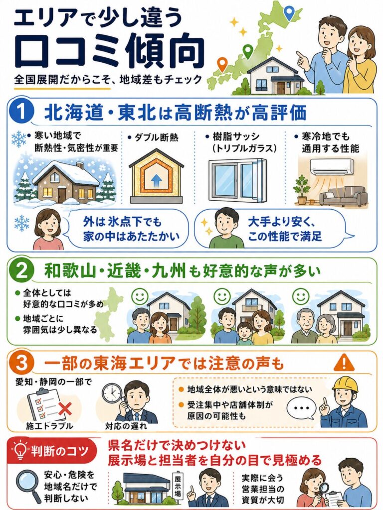 アイ工務店の地域別口コミ・評判を比較