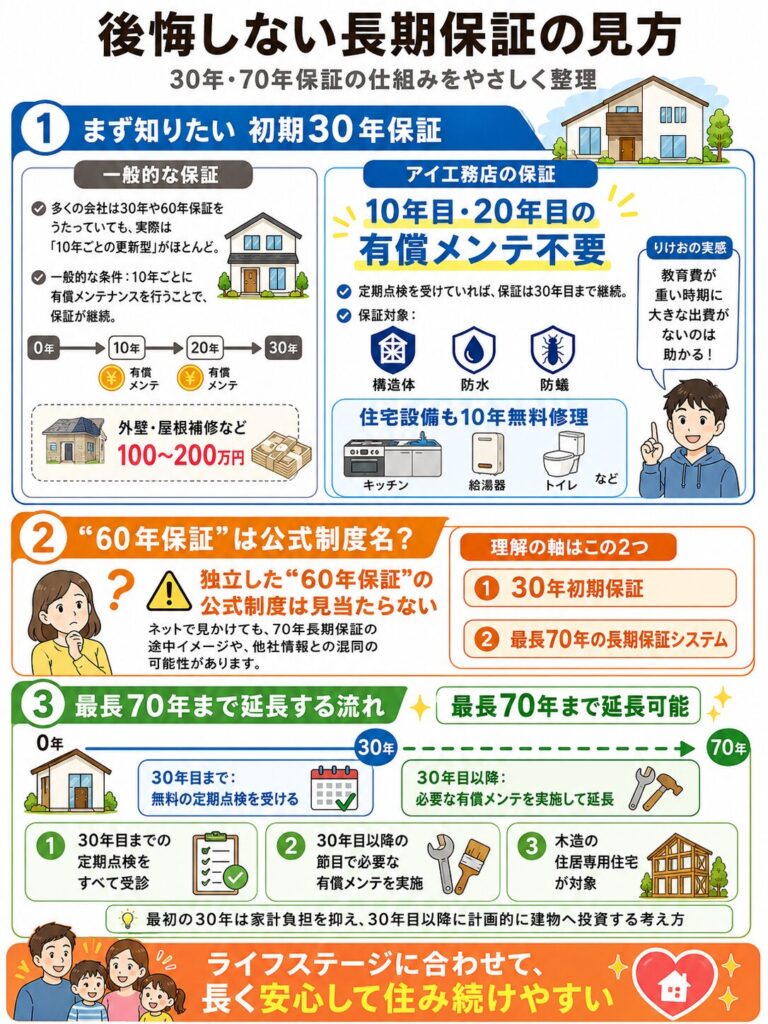 業界トップクラスとなるアイ工務店の長期保証