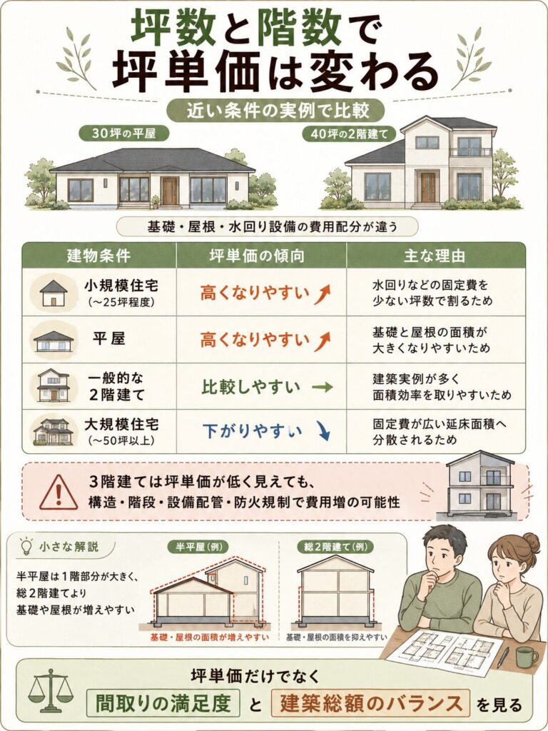 坪数と階数で坪単価は変わる