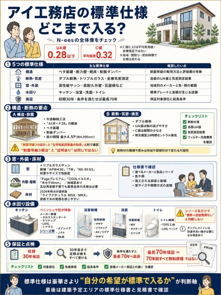 アイ工務店の標準仕様一覧