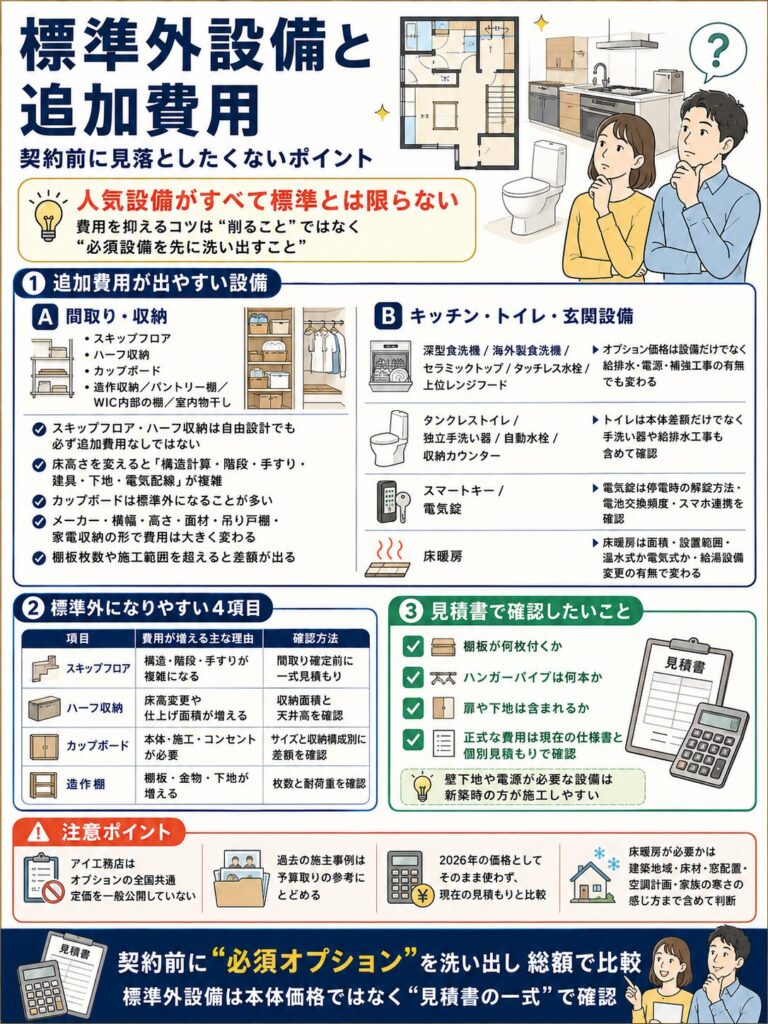 標準外になる設備と追加費用