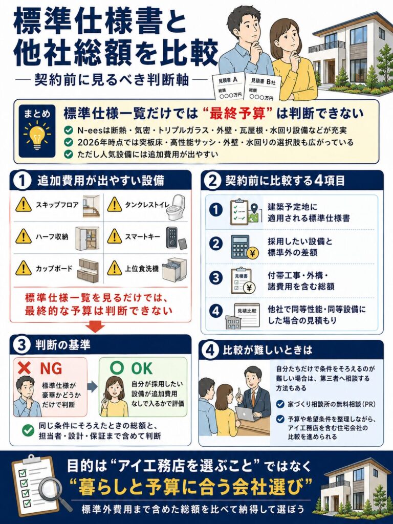 標準仕様書と他社総額を比較