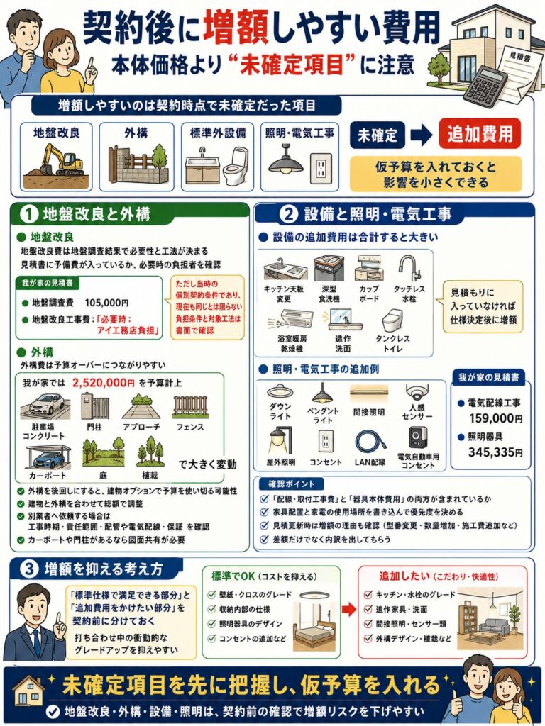 契約後に増額しやすい費用