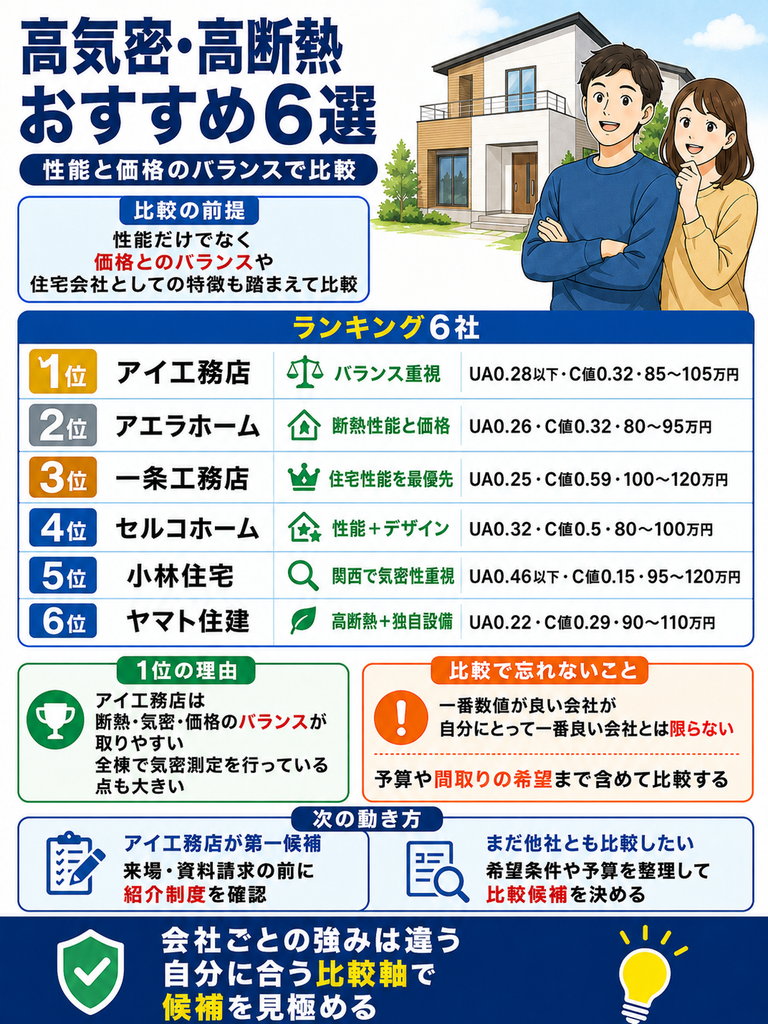 高気密・高断熱ハウスメーカーおすすめランキング6選