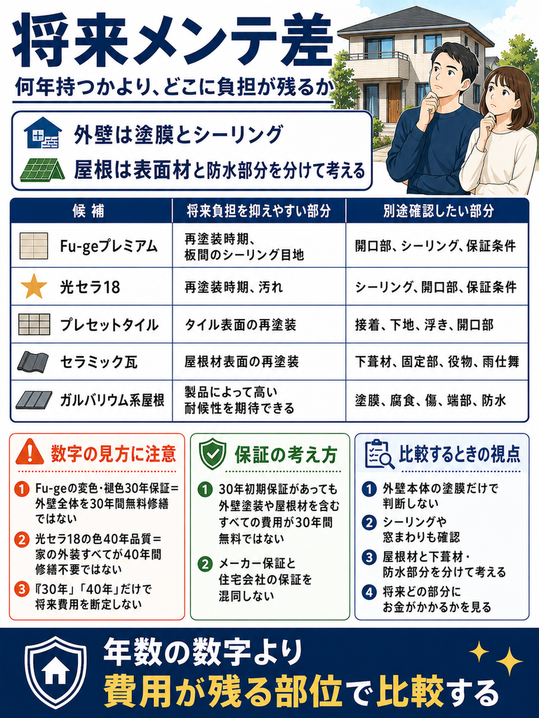 外壁・屋根の将来メンテナンス差