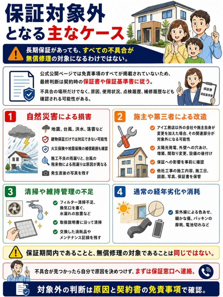 保証対象外となる主なケース