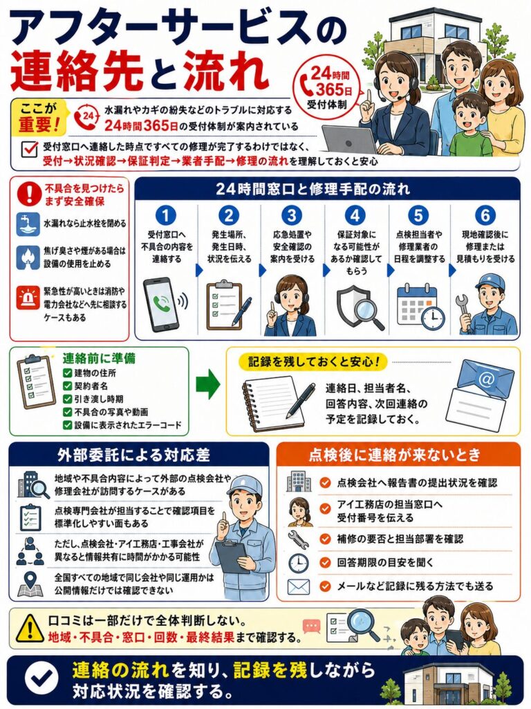 アフターサービスの連絡先と流れ