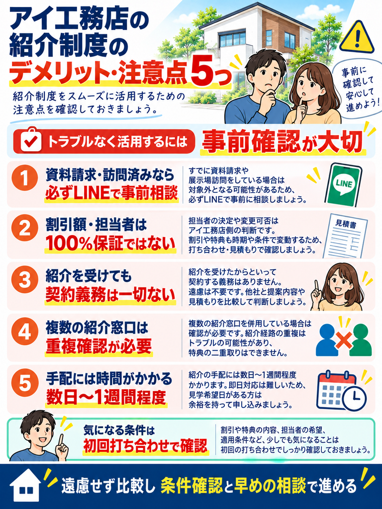 アイ工務店の紹介制度のデメリット・注意点5つ